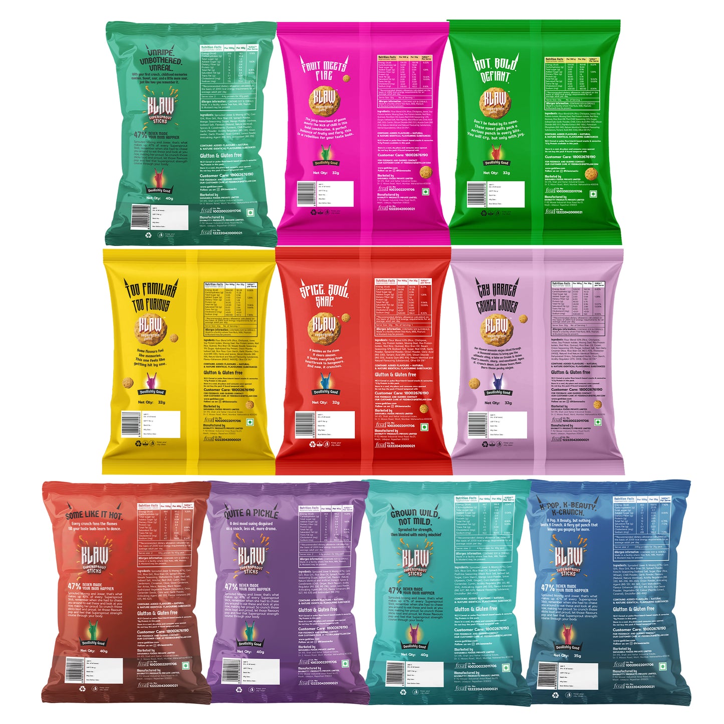 KLAW Puffs & Sticks Assorted Combo - Pack of 10