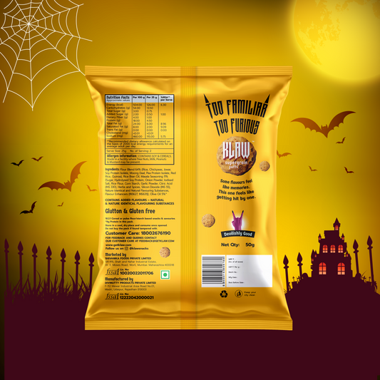 Klaw Masala Memory Supergrain Puffs | Baked Not Fried | High Protein | Made with Olive Oil I 50g