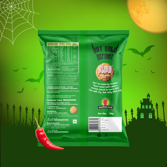 Klaw Sweet Chilli Supergrain Puffs | Baked Not Fried | High Protein | Made with Olive Oil I 50g