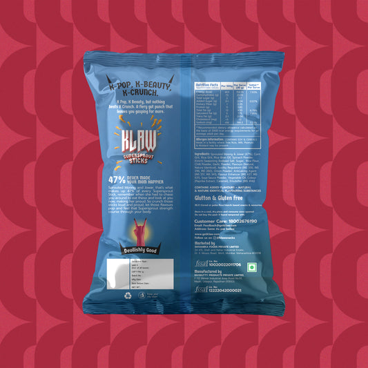 Klaw Korean Kick | Sprouted Moong & Jowar Sticks | Baked | No Palm Oil | High Protein | 35g
