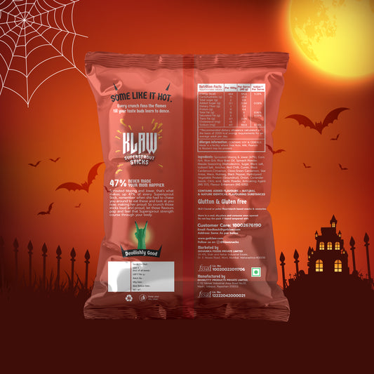 Klaw Masala Madness | Sprouted Moong & Jowar Sticks | Baked | No Palm Oil | High Protein | 40g