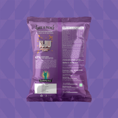 Klaw Achari Nimbu | Sprouted Moong & Jowar Sticks | Baked | No Palm Oil | High Protein | 40g