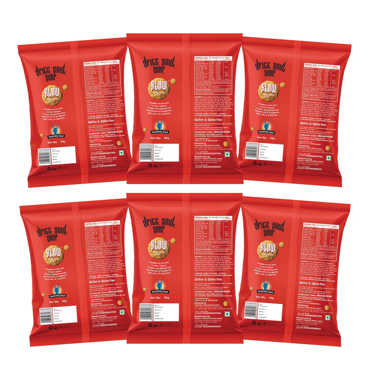KLAW Rowdy Rasam Puffs Combo - Pack of 6