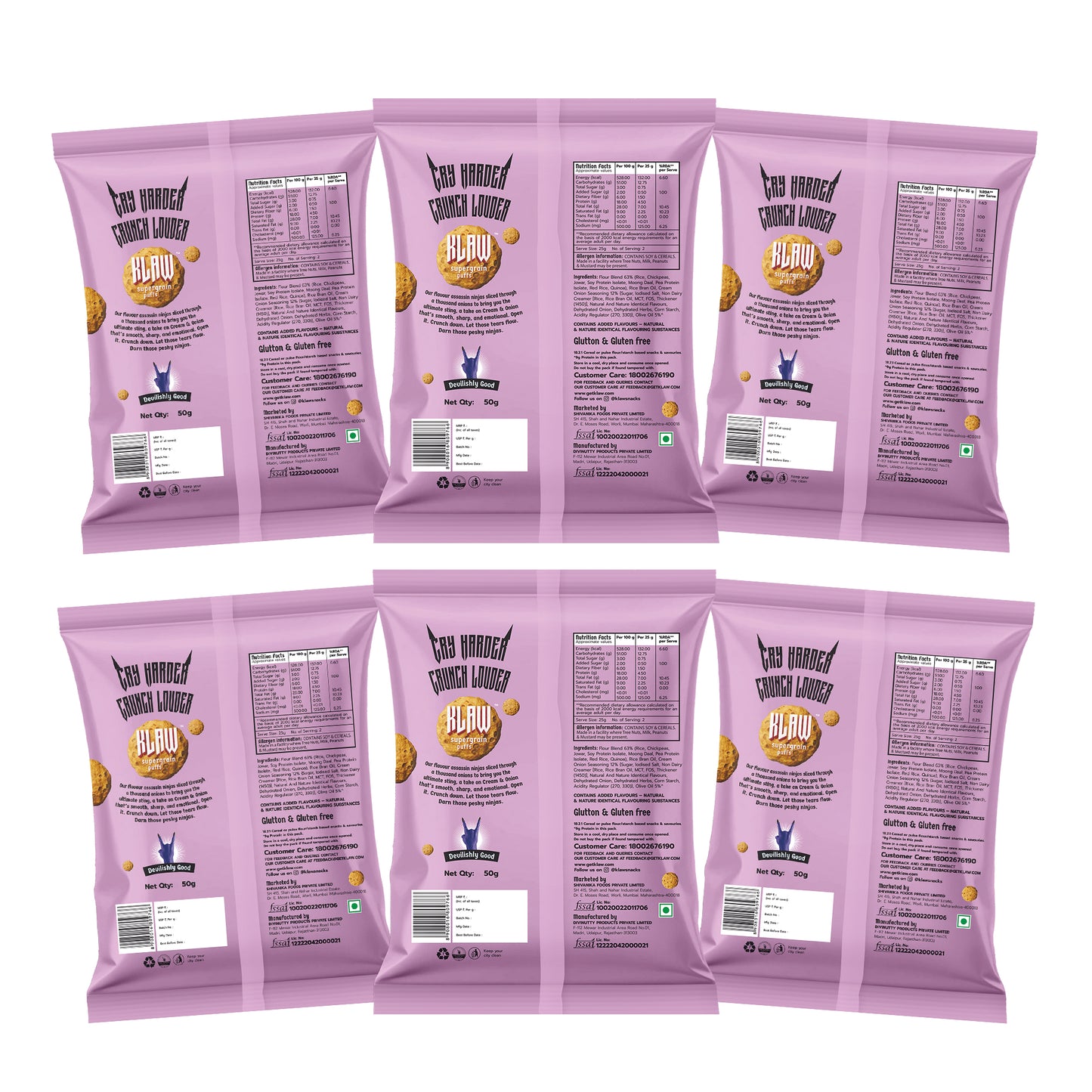 KLAW Scream & Onion Puffs Combo - Pack of 6