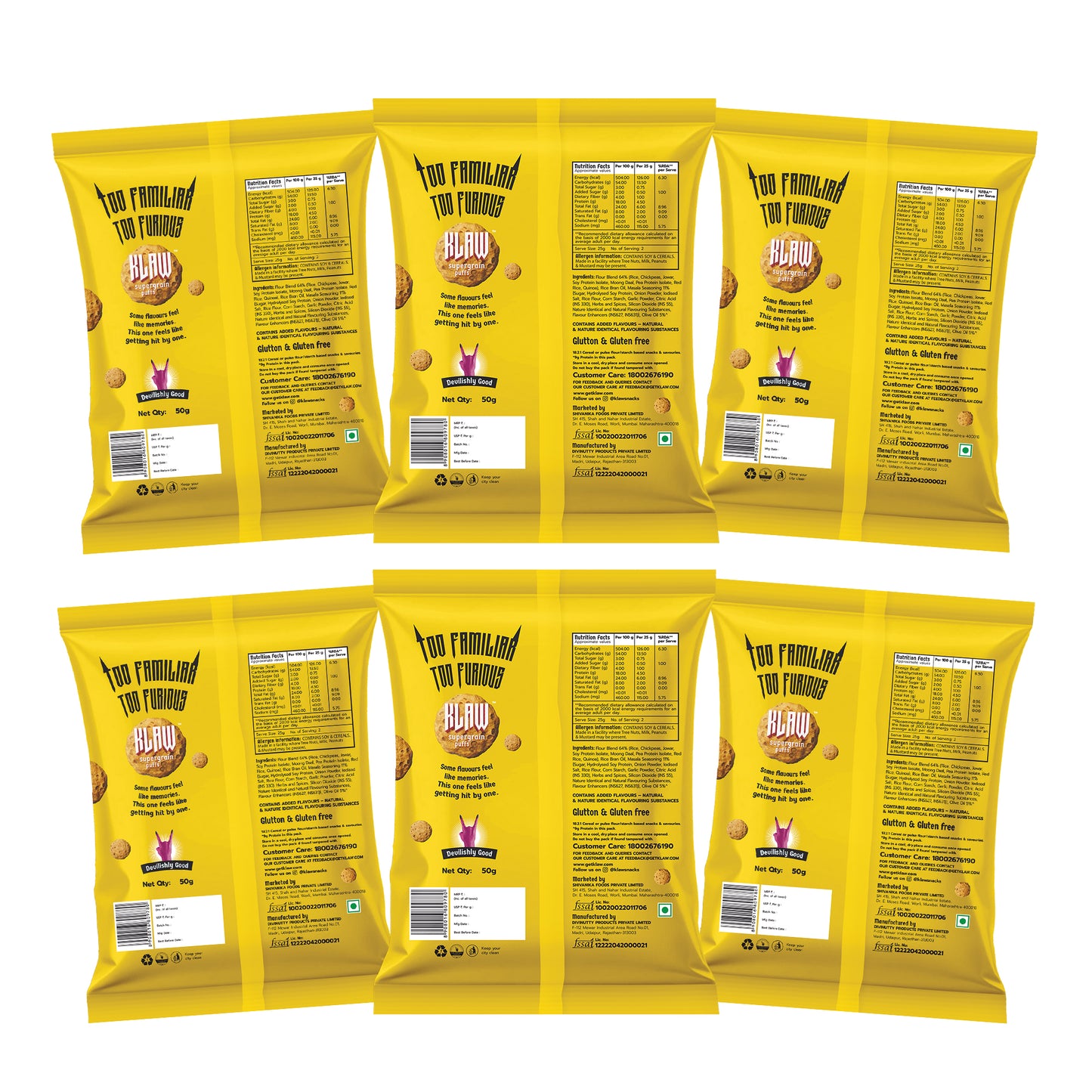 KLAW Masala Memory Puffs Combo - Pack of 6