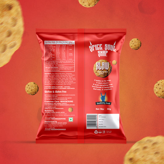 Klaw Rowdy Rasam Supergrain Puffs | Baked Not Fried | High Protein | Made with Olive Oil I 32g