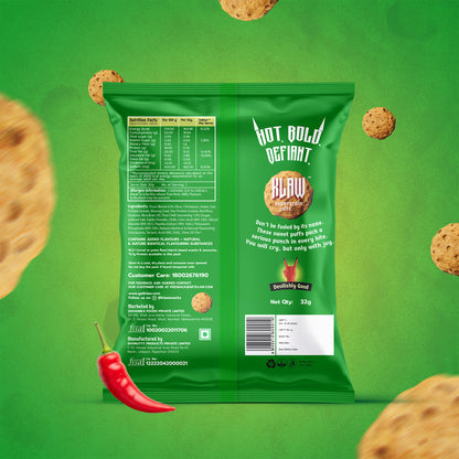 Klaw Sweet Chilli Supergrain Puffs | Baked Not Fried | High Protein | Made with Olive Oil | 32 Grams