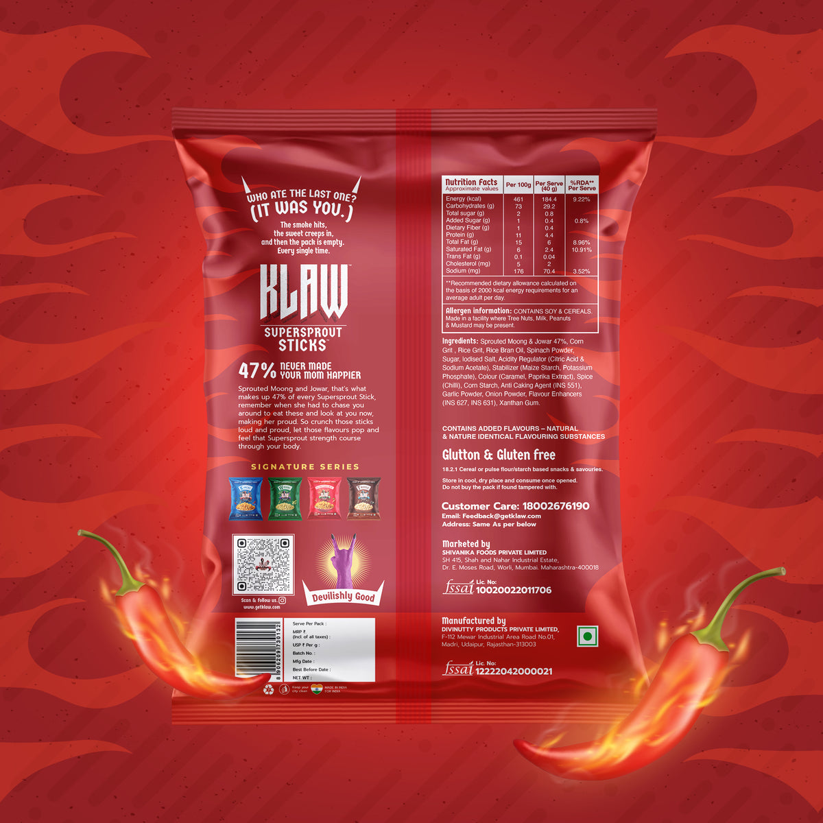 Klaw Barbeque Supersprout Sticks | Baked Not Fried | High Protein | 47% Sprouted Moong & Jowar