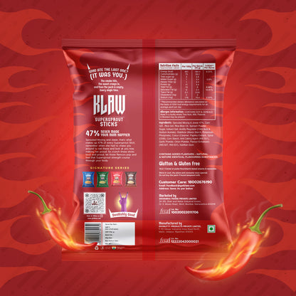 Klaw Barbeque Supersprout Sticks | Baked Not Fried | High Protein | 47% Sprouted Moong & Jowar