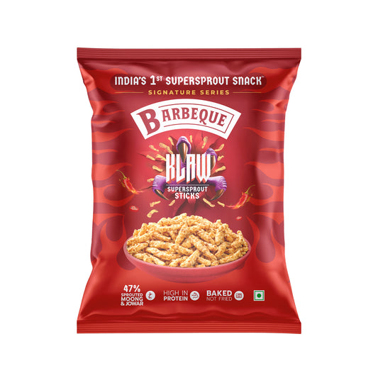 Klaw Barbeque Supersprout Sticks | Baked Not Fried | High Protein | 47% Sprouted Moong & Jowar