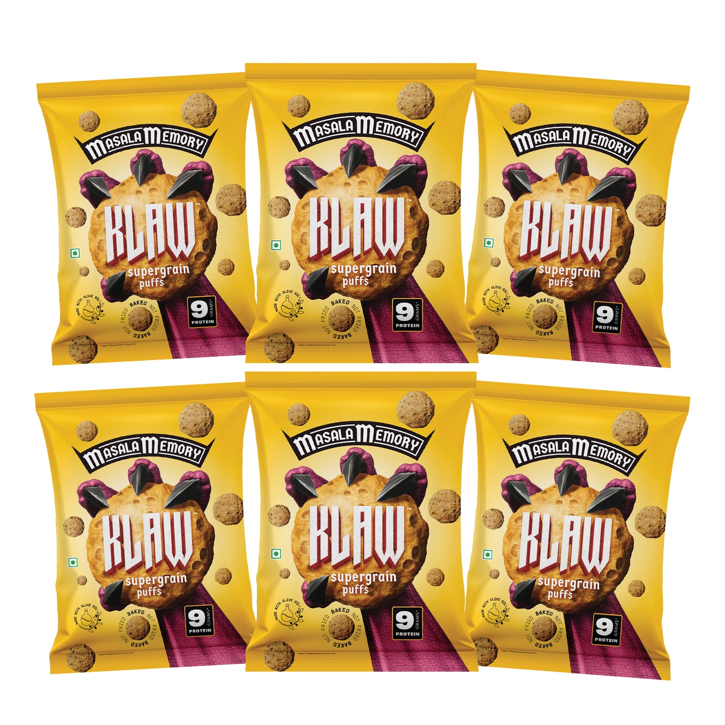KLAW Masala Memory Puffs Combo - Pack of 6