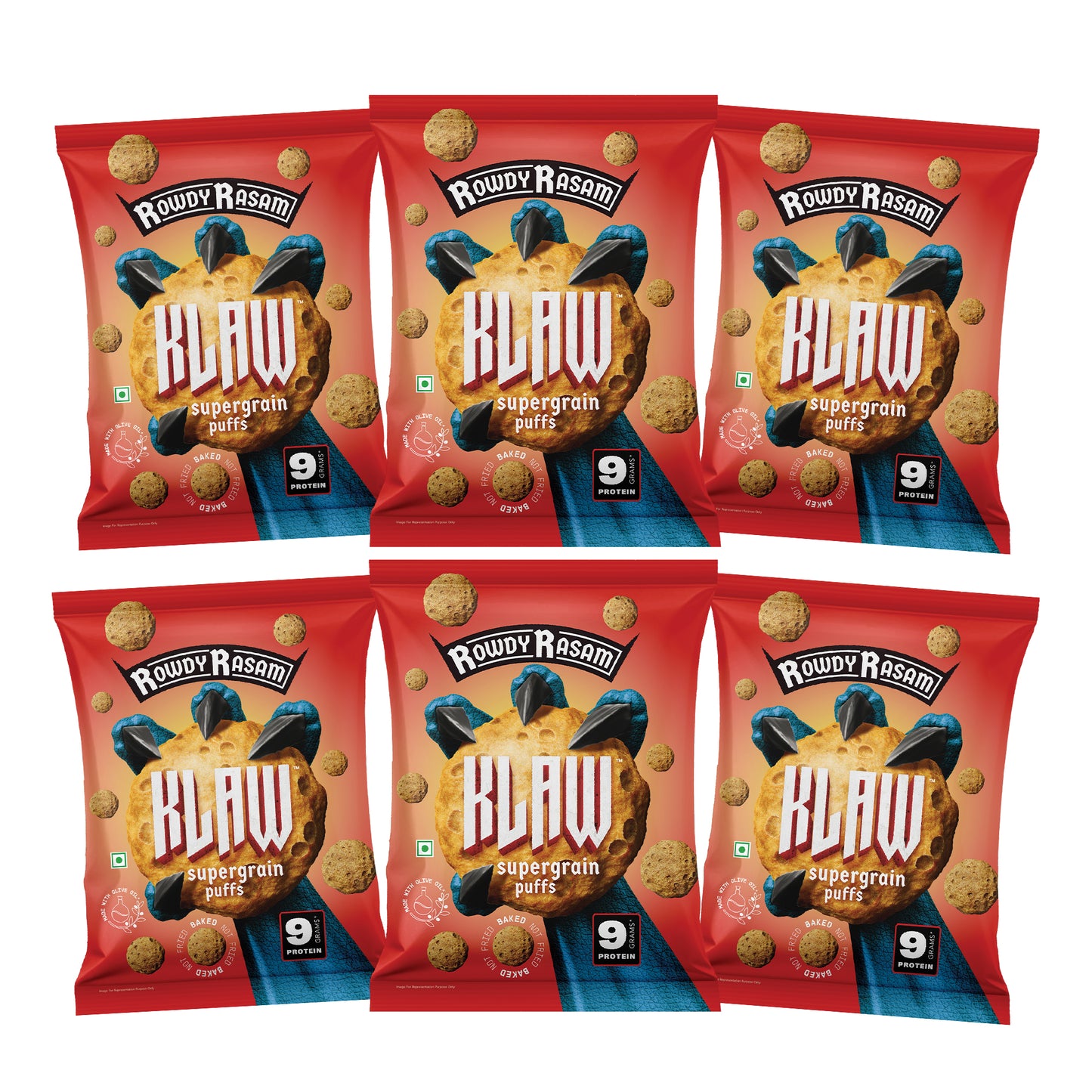 KLAW Rowdy Rasam Puffs Combo - Pack of 6