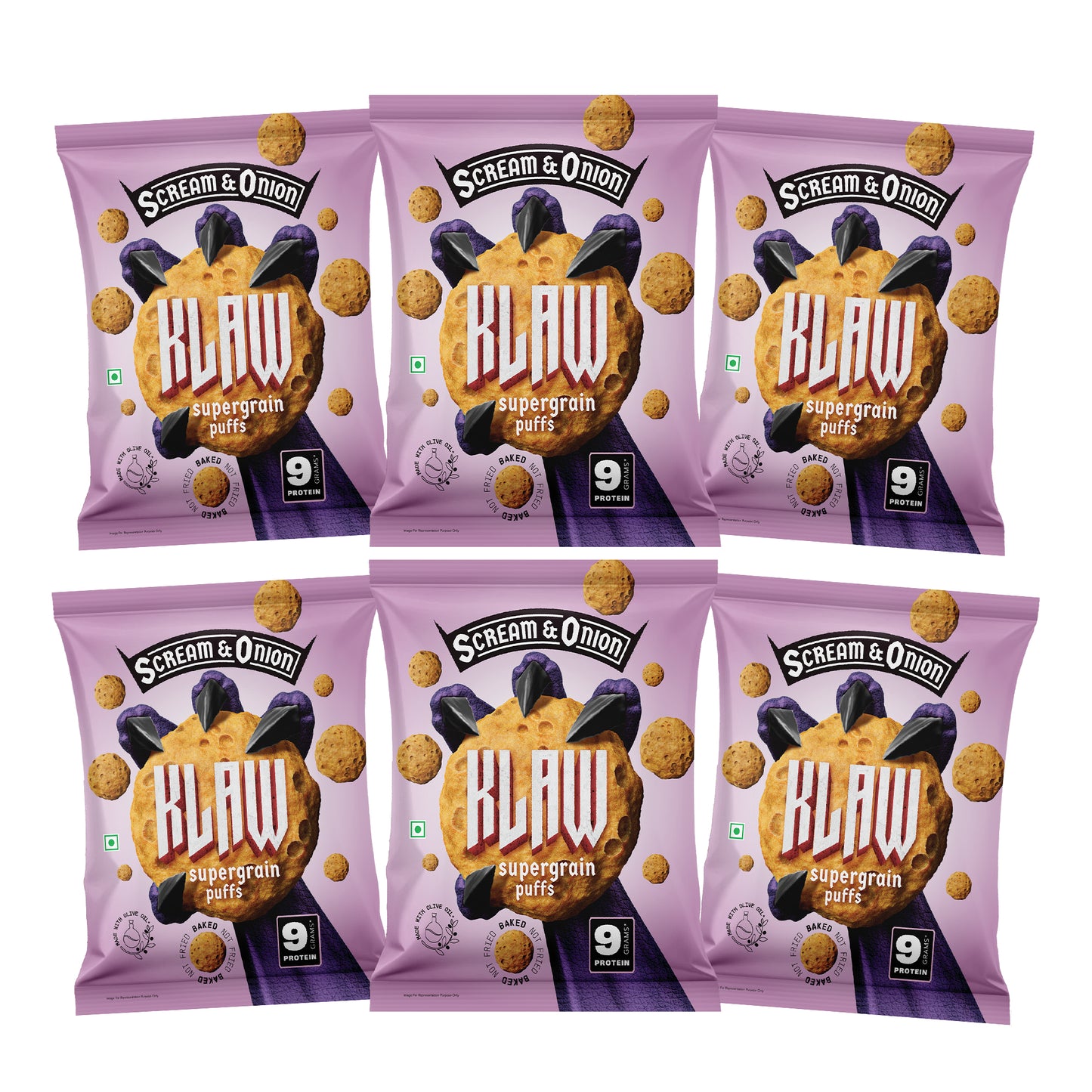KLAW Scream & Onion Puffs Combo - Pack of 6