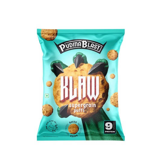 Klaw Pundina Blast Supergrain Puffs | Baked Not Fried | High Protein | Made with Olive Oil I 50g