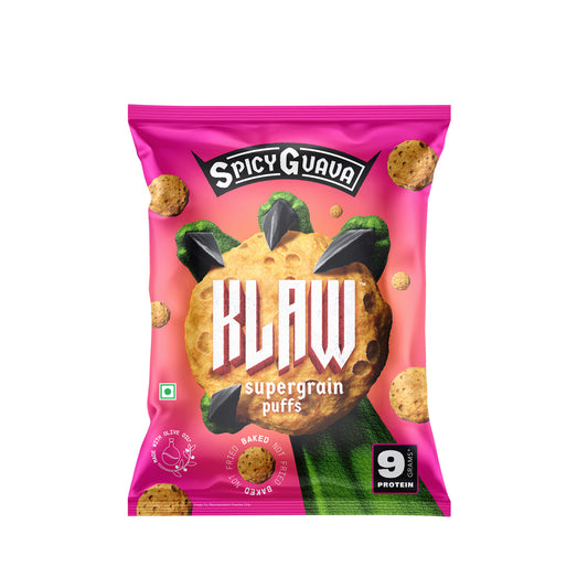 Klaw Spicy Guava Supergrain Puffs | Baked Not Fried | High Protein | Made with Olive Oil I 50g