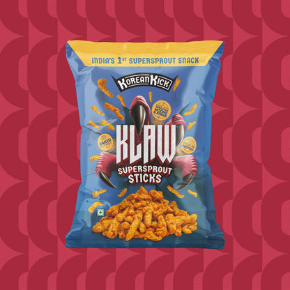Klaw Korean Kick | Sprouted Moong & Jowar Sticks | Baked | No Palm Oil | High Protein | 35g