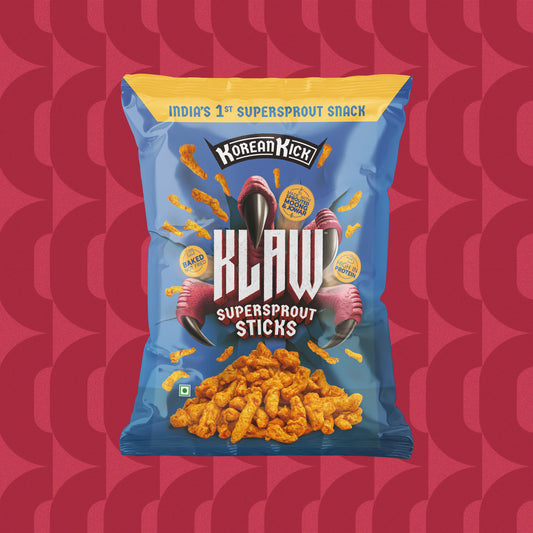 Klaw Korean Kick | Sprouted Moong & Jowar Sticks | Baked | No Palm Oil | High Protein | 35g