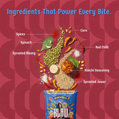 Klaw Korean Kick | Sprouted Moong & Jowar Sticks | Baked | No Palm Oil | High Protein | 35g