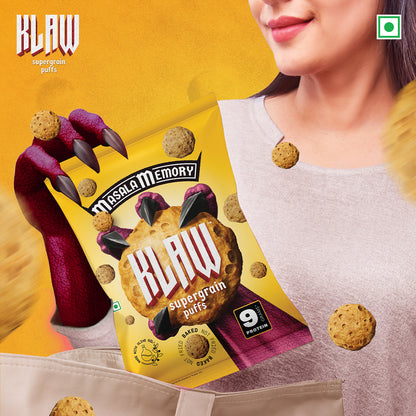Klaw Masala Memory Supergrain Puffs | Baked Not Fried | High Protein | Made with Olive Oil I 50g