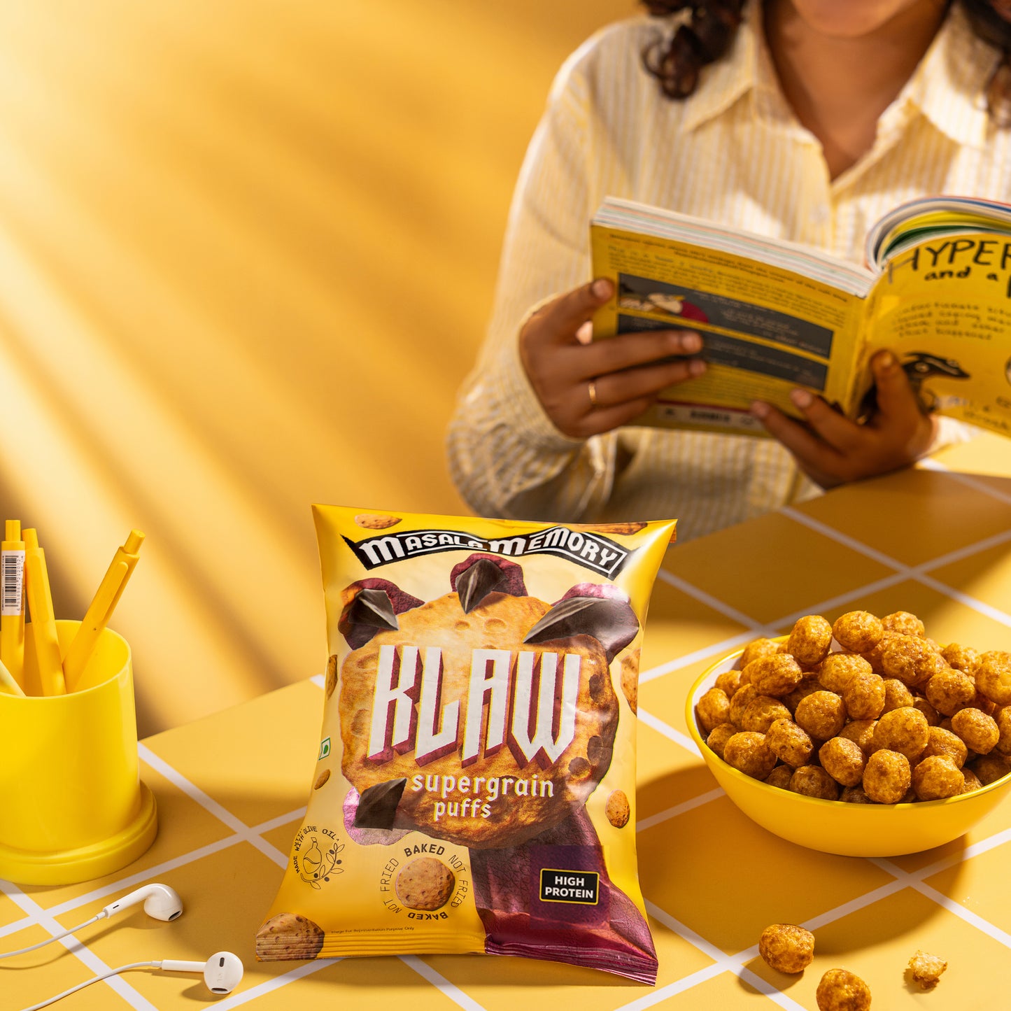 Klaw Masala Memory Supergrain Puffs | Baked Not Fried | High Protein | Made with Olive Oil I 32g