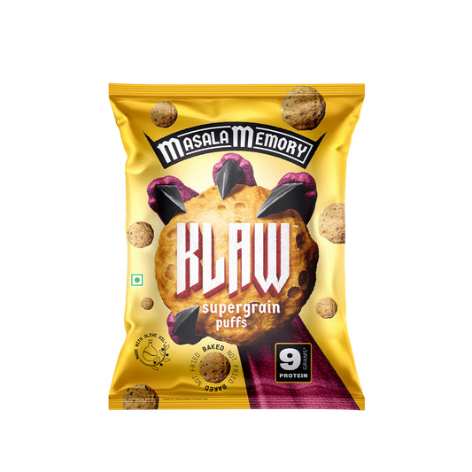Klaw Masala Memory Supergrain Puffs | Baked Not Fried | High Protein | Made with Olive Oil I 50g