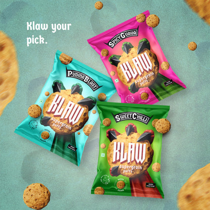 Klaw Pudina Blast Supergrain Puffs | Baked Not Fried | High Protein | Made with Olive Oil I 32g