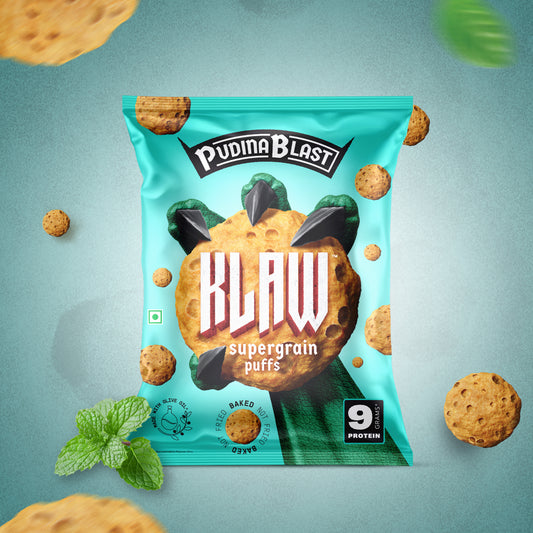 Klaw Pundina Blast Supergrain Puffs | Baked Not Fried | High Protein | Made with Olive Oil I 50g
