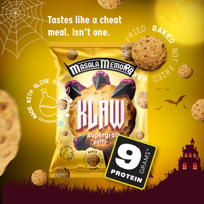Klaw Masala Memory Supergrain Puffs | Baked Not Fried | High Protein | Made with Olive Oil I 50g