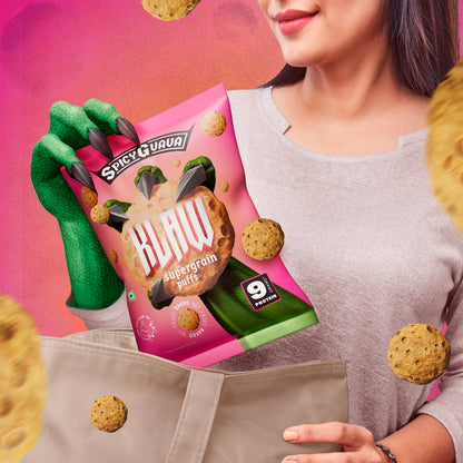 Klaw Spicy Guava Supergrain Puffs | Baked Not Fried | High Protein | Made with Olive Oil I 50g