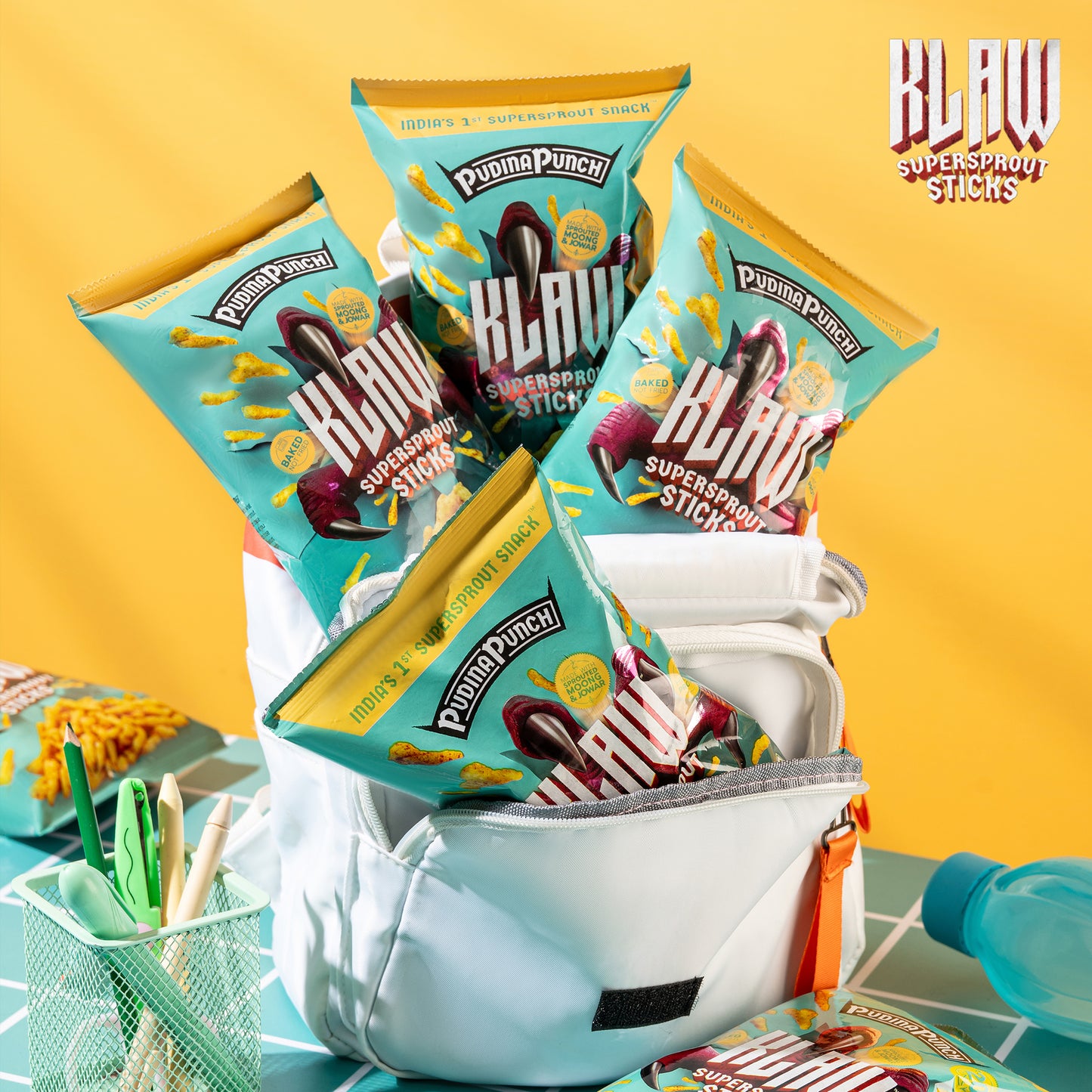 Klaw Pudina Punch | Sprouted Moong & Jowar Sticks | Baked | No Palm Oil | High Protein | 40g
