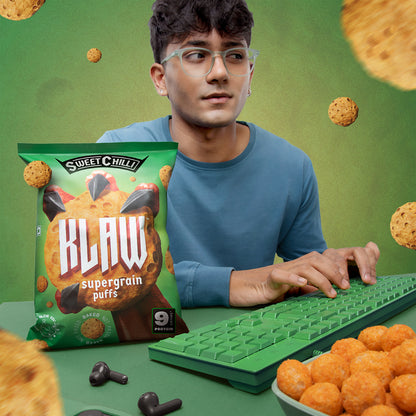 Klaw Sweet Chilli Supergrain Puffs | Baked Not Fried | High Protein | Made with Olive Oil I 50g